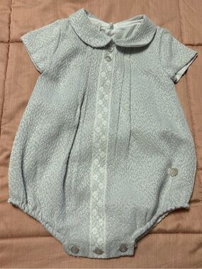 PAZ Rodriguez Luxury Spanish Baby Boy/Girl Lace Detail Bubble Romper 6M